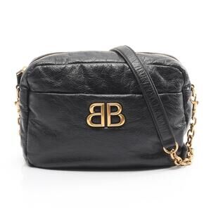 Balenciaga Monaco Camera Bag Shoulder Leather Black